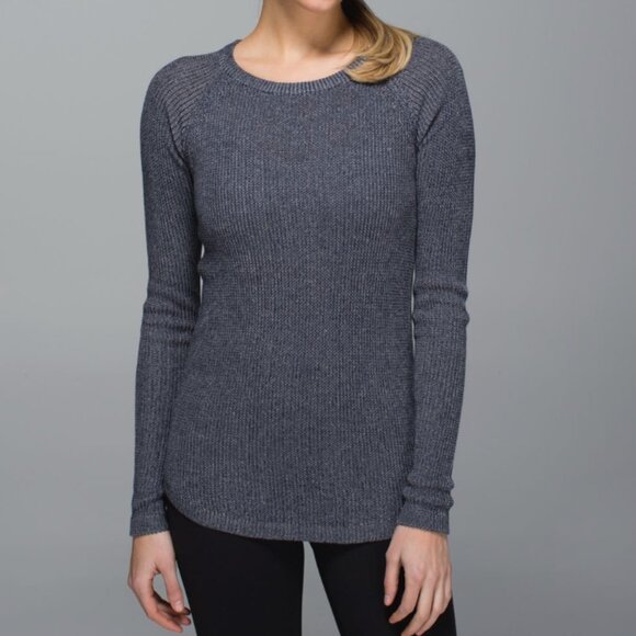 Lululemon Cabin Yogi Long Sleeve Inkwell / Heathered Medium Grey - Picture 1 of 8